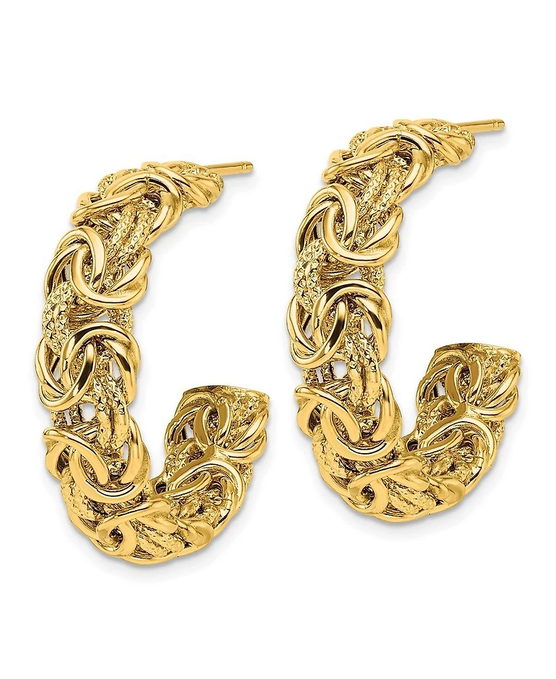 Curata Jewelry Solid 18k Yellow Gold Italian Byzantine Half Hoop Earrings