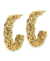 Curata Jewelry Solid 18k Yellow Gold Italian Byzantine Half Hoop Earrings