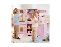 Slickblue Pretend Play Wooden Kitchen Set with Range Hood and Realistic Effects