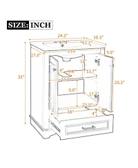 Sillysis 24" Bathroom Vanity with Ceramic Sink, Modern Freestanding Cabinet Drawer & Soft Closing Doors, Solid Wood Mdf Storage