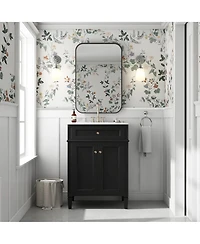 Sillysis 24" Modern Bathroom Vanity with Ceramic Sink, Soft Close Doors & Adjustable Storage Shelf for Small Spaces