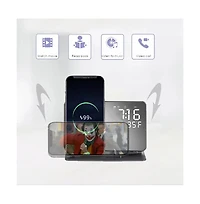 Artudatech 6-in-1 Wireless Charging Station with Clock, Alarm & Temp Display, 15W Fast Charging for iPhone, Apple Watch & AirPods