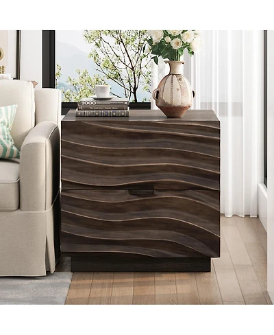 Streamdale Furniture Solid Wood Nightstand with 2 Drawers