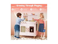 Slickblue Kids Wooden Toy Kitchen Playset with Working Ice Maker