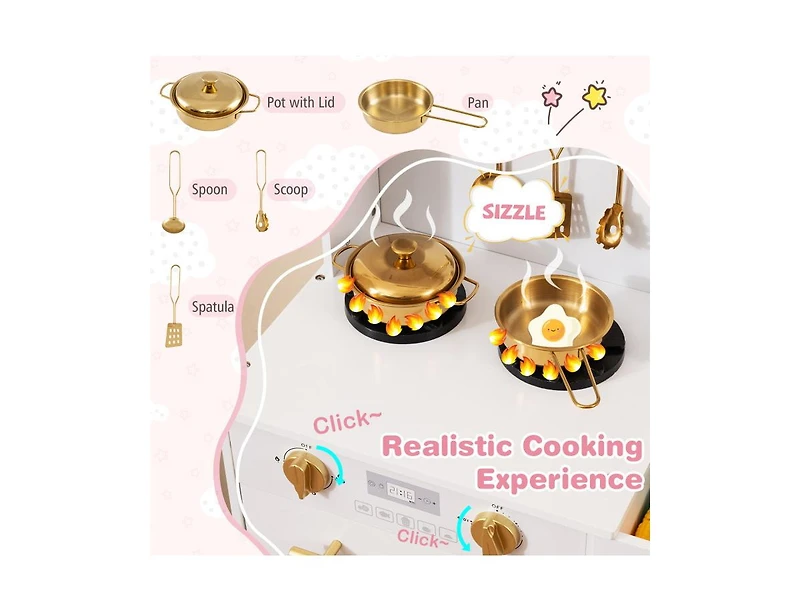 Slickblue Kids Wooden Chef Pretend Play Kitchen with Adjustable Heights