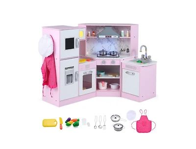 Slickblue Kids Corner Pretend Kitchen Playset with Separated Washing Basin