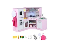 Slickblue Kids Corner Pretend Kitchen Playset with Separated Washing Basin