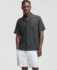 Sun + Stone Men's Textured Chevron Knit Short Sleeve Button-Front Camp Shirt, Created for Macy's
