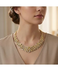 Mesmerizing 3D Geometric Cluster Eternity Necklace with Graduated Basketweave Stack