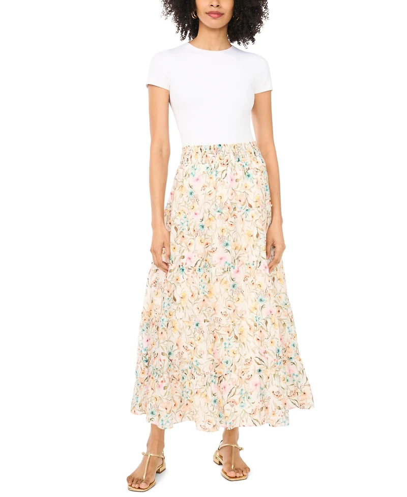 Vince Camuto Women's Tiered Smocked Waist Maxi Skirt