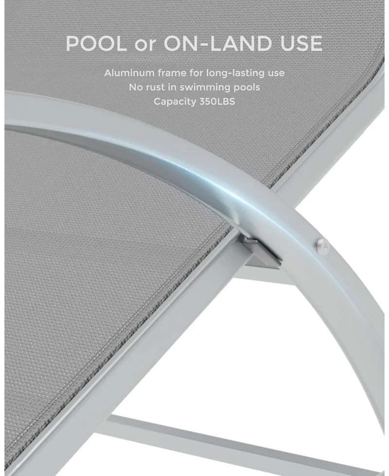 Gaomon Outdoor Chaise Lounge Chairs Set of 3, Heavy-Duty Sunbathing Loungers for Poolside, Backyard