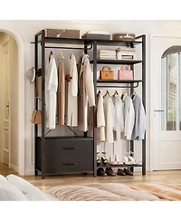 Yigii Reversible Hanging Clothes Rack with Drawers and Shelves