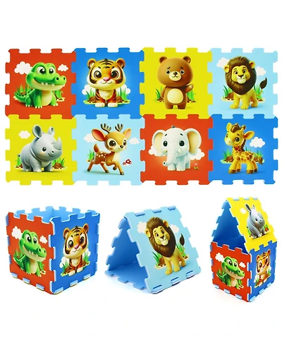 Slickblue 8 Pieces Educational Animal Foam Play Mat for Babies
