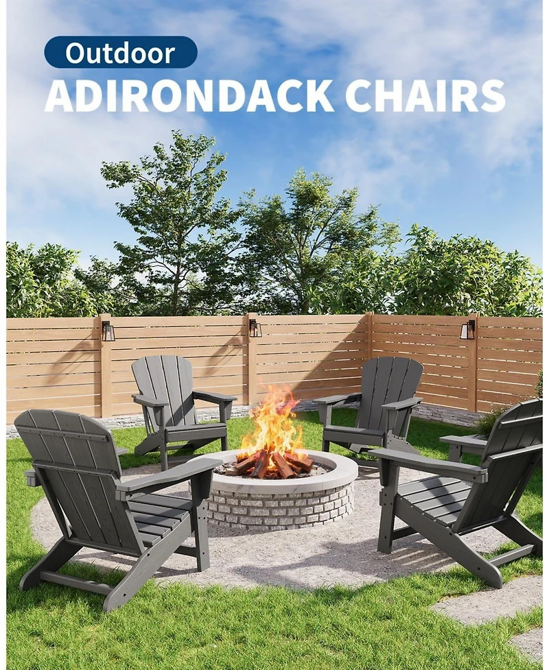 gaomon Modern Hdpe Plastic Adirondack Chair Set of 4 with 2 Side Table