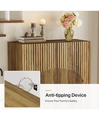 Tribesigns 7-Tier Shoe Cabinet with Adjustable Shelves & Fluted Doors,24 Pairs Freestanding Shoe Rack,Farmhouse Wooden Shoe Storage Organizer, Brown