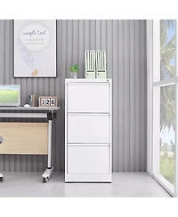 Rainsken 3 Drawer File Cabinet, Vertical Metal File Cabinet with Lock, Steel Storage Organizer for Letter/A4/Legal Size File