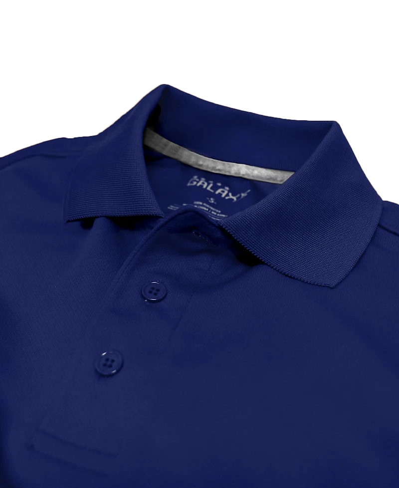 Galaxy By Harvic Men's Big & Tall Dry Fit Moisture-Wicking Polo Shirt Set, 3-Pack
