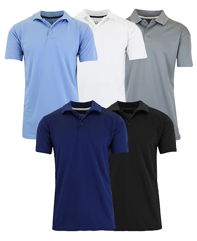 Galaxy By Harvic Men's Regular-Fit Moisture-Wicking Polo Shirt Set, 5-Pack