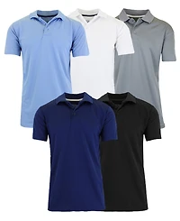 Galaxy By Harvic Men's Regular-Fit Moisture-Wicking Polo Shirt Set, 5-Pack