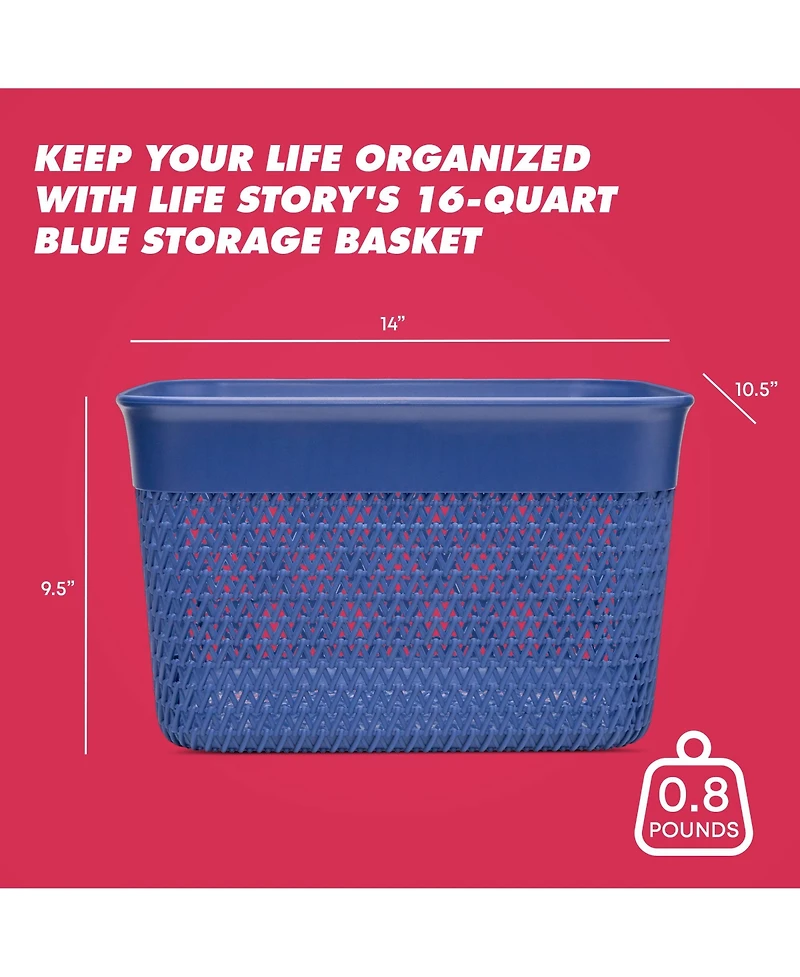 Life Story Lightweight Heavy Duty Storage Woven Trendy Basket 16 Quarts