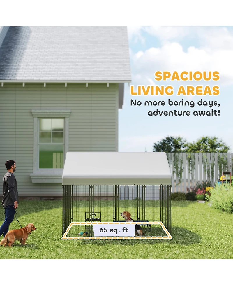 PawHut 6' x 4' x 6' Large Dog Kennel Outdoor Steel Fence with Uv-Resistant Oxford Cloth Roof & Secure Lock