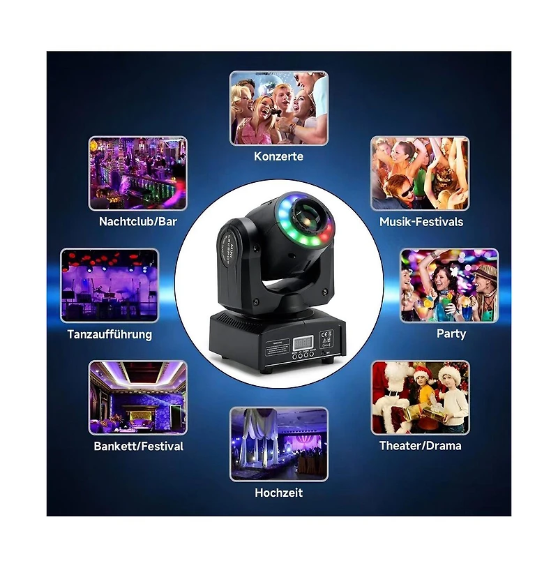 Artudatech 100W Rgbw Moving Head Stage Light with Dynamic Pattern & Rainbow Effects, Sound/Dmx Ready