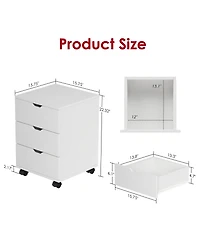 Rainsken 3-Drawer Vertical Filing Cabinet, Wood Mobile File Cabinet, Storage Cabinet with Wheels