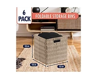 Ornavo Home 6 Pack Paper Wicker Storage Cube Bin Shelf Basket