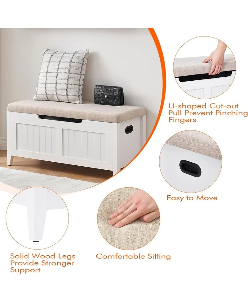 gaomon 39.4" Wooden Flip-Top Storage Bench