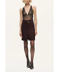 Nocturne Women's Pinstripe Belted Pencil Skirt