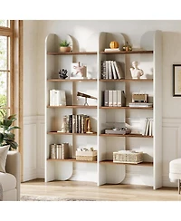 Tribesigns 70.87-Inch Tall Double Wide Bookcase with Open Shelves, Set of 2