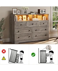 gaomon 7 Drawer Wooden Dresser with Open Compartments, Freestanding Storage Organizer for Bedroom, Nursery