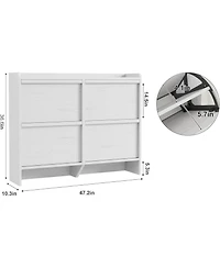 gaomon Freestanding Shoe Cabinet - 4 Flip Drawers + Drawer Adjustable Wooden Entryway Organizer