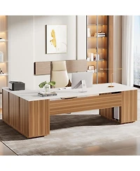 Tribesigns 85.8-Inch L-Shaped Executive Desk, Extra Large Modern Office Desk with File Drawers