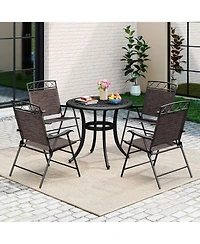 Gymax 4 Pack Patio Folding Chairs Outdoor Dining Chairs w/ Backrests & Armrests