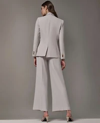 Donna Karan New York Womens Draped Necktie Fitted Blazer High Waist Wide Leg Pants