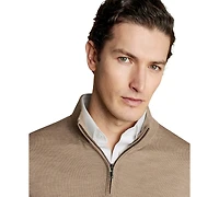 Charles Tyrwhitt Men's Long Sleeve Quarter-Zip Merino Wool Sweater