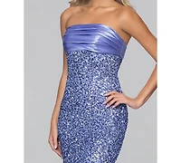 Blondie Nites Juniors' Sequin Strapless Gown