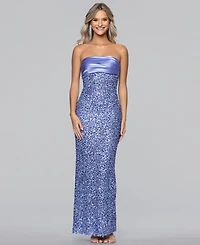 Blondie Nites Juniors' Sequin Strapless Gown