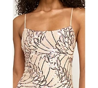 City Studios Women's Scoop-Neck Embroidered Sequin Maxi Dress