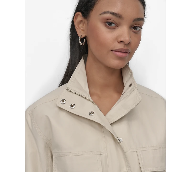 Dkny Jeans Women's Collared Cropped Utility Jacket