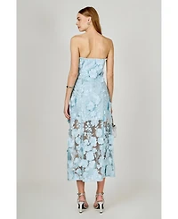 endless rose Women's Strapless Floral Embroidered Maxi Dress