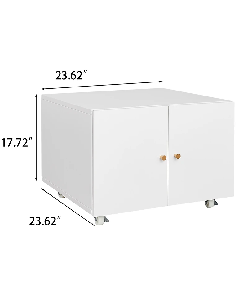 Rainsken File Cabinet on Wheels, Mobile Metal Printer Stand with 2 Doors and Adjustable Shelf for Home Office