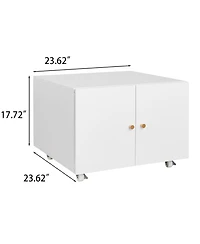 Rainsken File Cabinet on Wheels, Mobile Metal Printer Stand with 2 Doors and Adjustable Shelf for Home Office