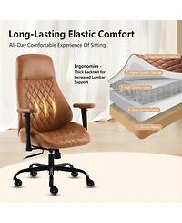Boyel Living High Back Ergonomic Leather Office Chair with Lumbar Support, Adjustable Armrests, Silent Casters – Home Executive Desk