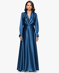 Xscape Women's Collared Long-Sleeve Dress