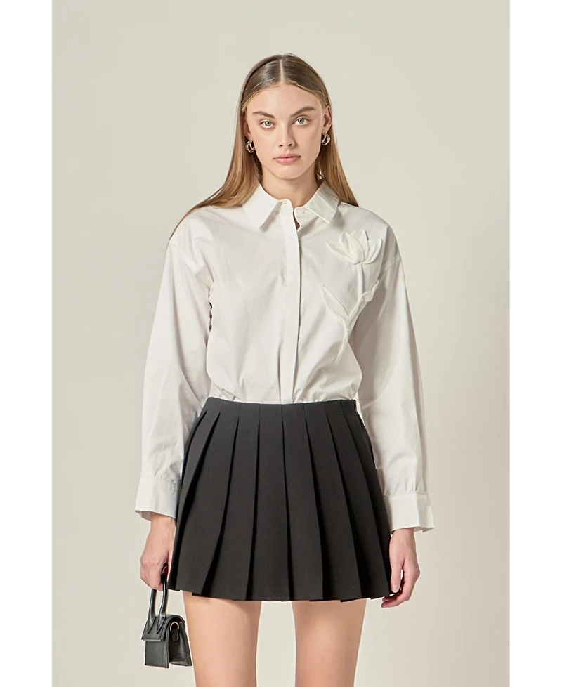 English Factory Women's Appliqued Accent Shirt