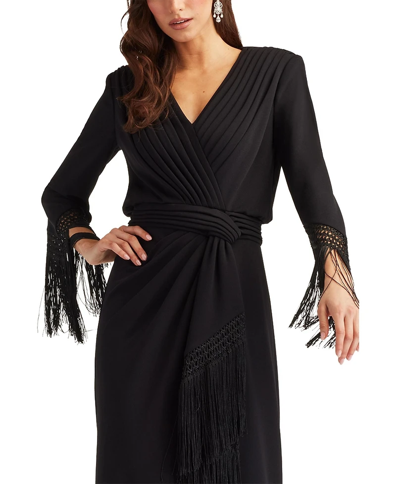 Tadashi Shoji Women's Azie Fringe Midi Dress