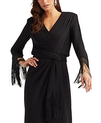 Tadashi Shoji Women's Azie Fringe Midi Dress