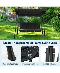 gaomon 3-Person Outdoor Patio Swing Chair with Canopy, Armrests, Breathable Fabric, Porch & Garden Seating, 600 Lbs Capacity